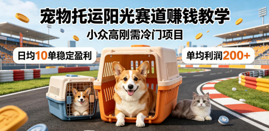 宠物托运阳光赛道賺钱教学,小众高刚需冷门项目,日均10单稳定盈利,单均利润200+-优优云网创