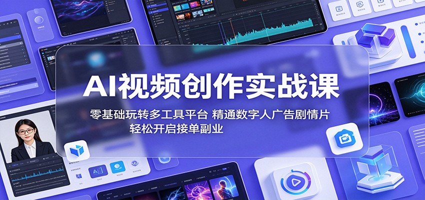 AI视频创作实战课：零基础玩转多工具平台，精通数字人广告、剧情片，轻松开启接单副业-清风网创