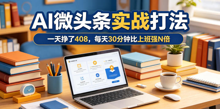 一天挣了408，AI微头条实战打法，每天30分钟比上班强N倍-清风网创
