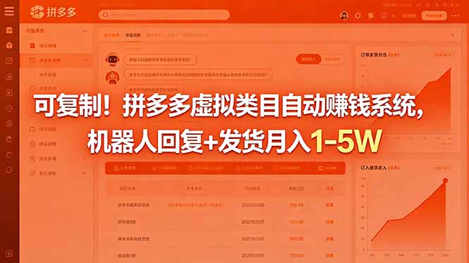 可复制!拼多多虚拟类目自动赚钱系统,机器人回复+发货月入 1-5W-富宝云网创