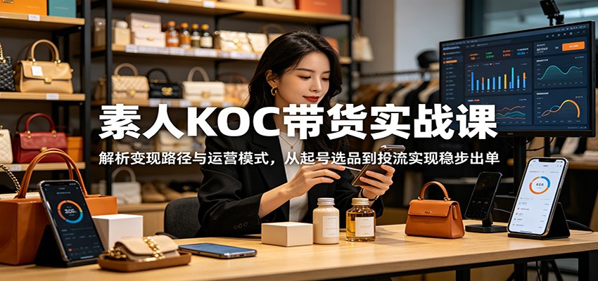 素人KOC带货实战课:解析变现路径与运营模式,从起号选品到投流实现稳步出单-UU网创