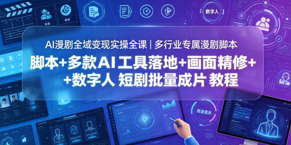AI漫剧全域变现实操全课|多行业专属漫剧脚本+多款AI工具落地+画面精修+数字人短剧批量成片全教程-学长
