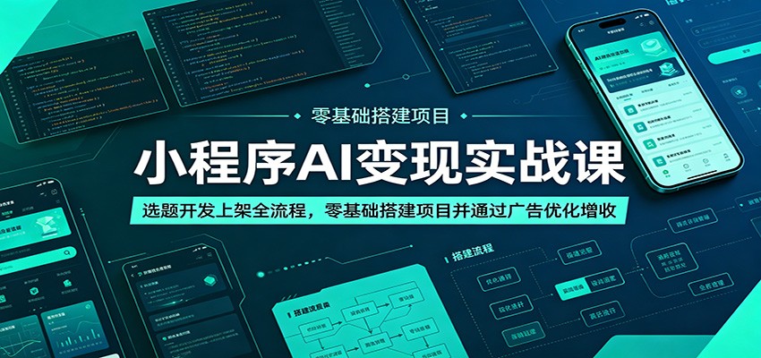 小程序AI变现实战课:选题开发上架全流程,零基础搭建项目并通过广告优化增收-轩辕藏经阁