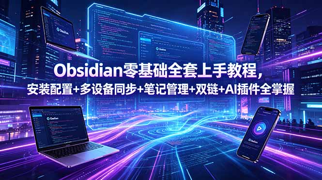 Obsidian零基础全套上手教程,安装配置+多设备同步+笔记管理+双链+AI插件全掌握-轩辕藏经阁