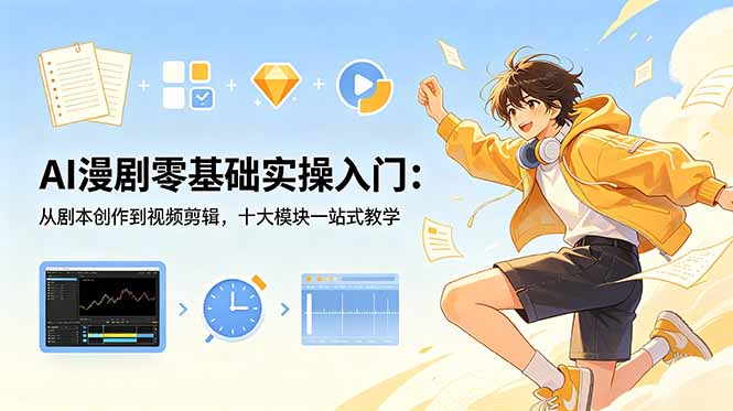 AI漫剧零基础实操入门：从剧本创作到视频剪辑，十大模块一站式教学-清风网创
