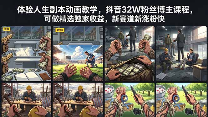 体验人生副本动画教学, 抖音32W粉丝博主课程,可做精选独家收益,新赛道新涨粉快-优优云网创