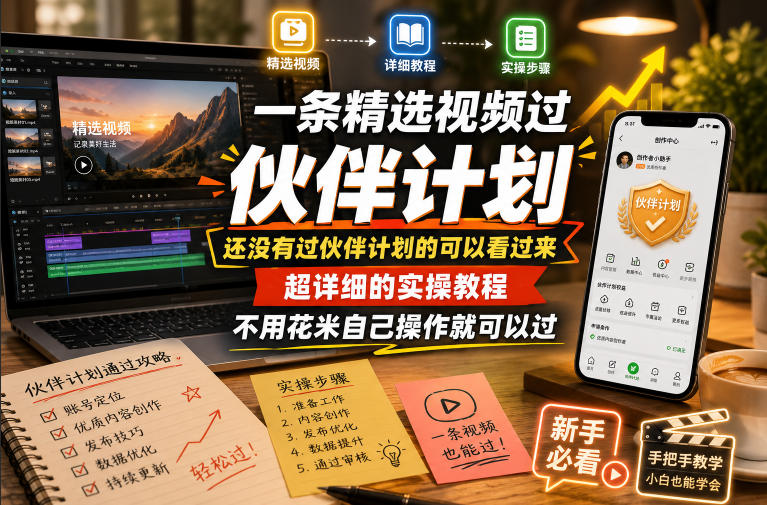 一条精选视频过伙伴计划,还没有过伙伴计划的可以看过来,超详细的实操教程,不用花米自己操作就可以过-清风网创