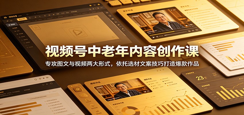视频号中老年内容创作课:专攻图文与视频两大形式,依托选材文案技巧打造爆款作品-清风网创