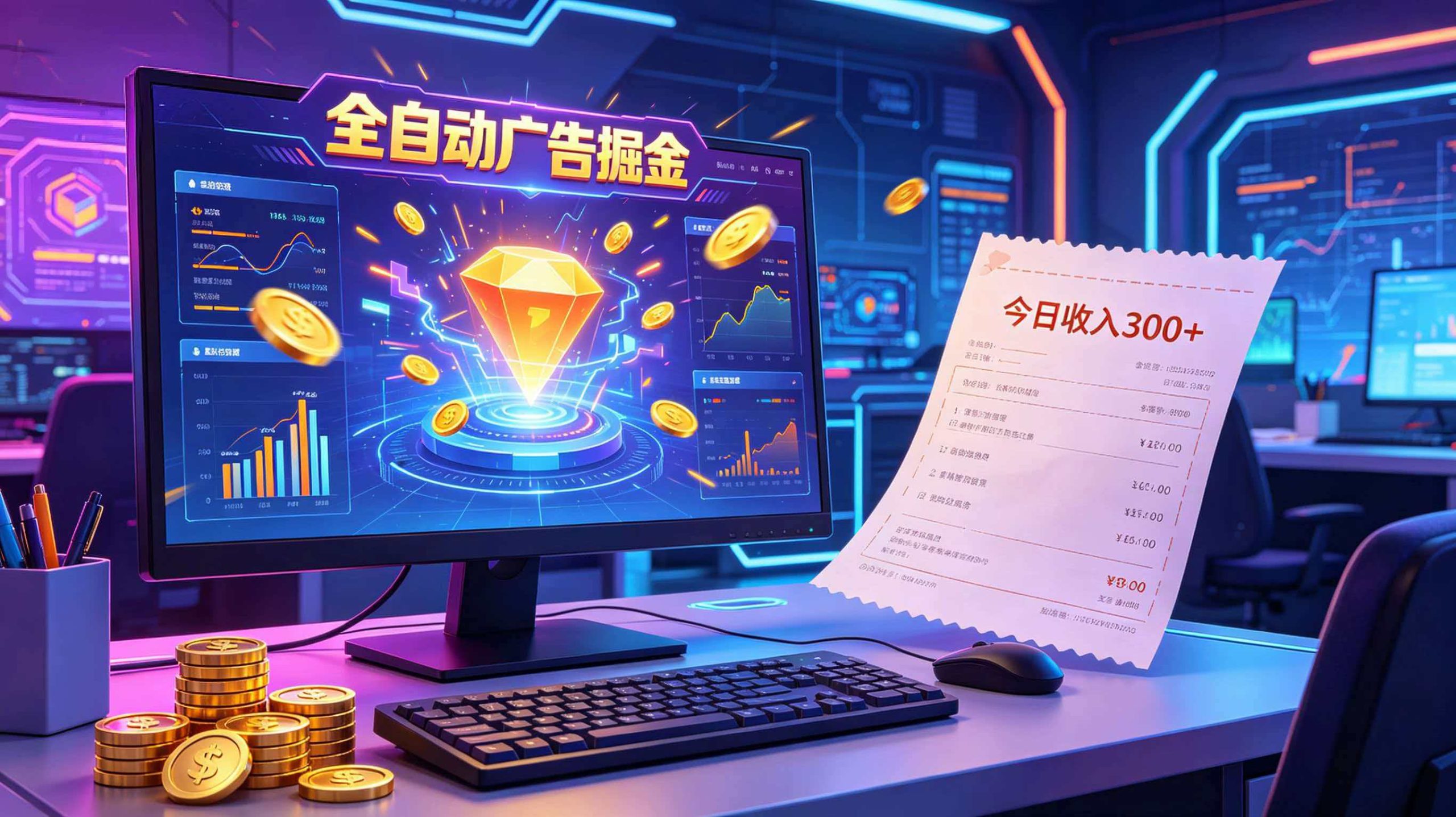 全自动广告掘金,日入300+。全程Ai自动化运行,解放双手,时间自由。收益稳定-清风网创