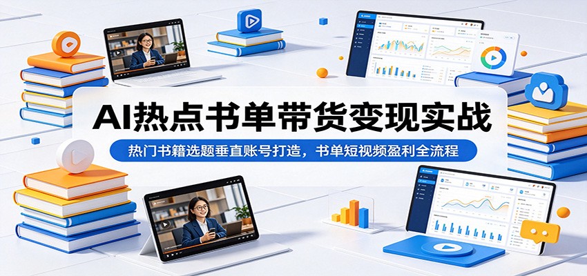 AI热点书单带货变现实战:热门书籍选题垂直账号打造,书单短视频盈利全流程-优优云网创
