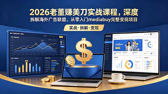 2026老董赚美刀实战课程,深度拆解海外广告联盟,从零入门mediabuy完整变现项目-子曰云网创