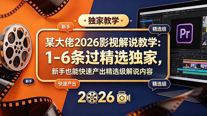 某大佬2026影视解说教学:1-6条过精选独家,新手也能快速产出精选级解说内容-子曰云网创