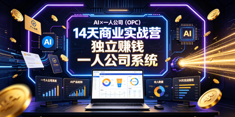 AI×一人公司(OPC)14天商业实战营,用AI帮你搭建一个属于你自己的、能独立賺钱的一人公司系统-优易云