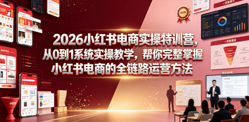 2026小红书电商实操特训营,从0到1系统实操教学,帮你完整掌握小红书电商的全链路运营方法-优易云