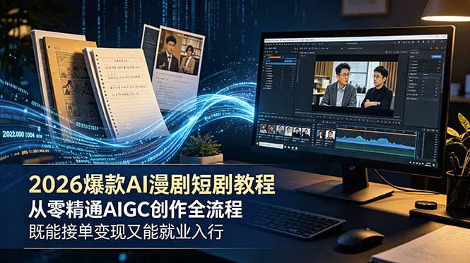 2026 爆款 AI 漫剧短剧教程 从零精通 AIGC 创作全流程 既能接单变现又能就业入行-优易云