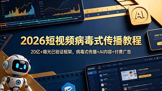 2026短视频病毒式传播教程:20亿+曝光已验证框架,病毒式传播+AI内容+付费广告-优易云