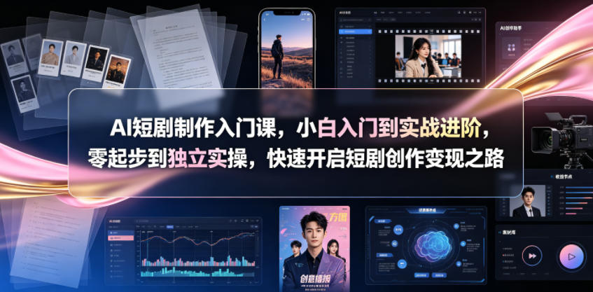 AI短剧制作入门课,小白入门到实战进阶,零起步到独立实操,快速开启短剧创作变现之路-优优云网创