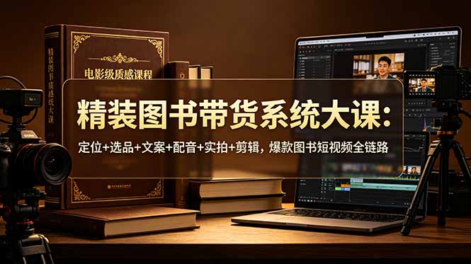 精装图书带货系统大课:定位+选品+文案+配音+实拍+剪辑,爆款图书短视频全链路-青禾云网创