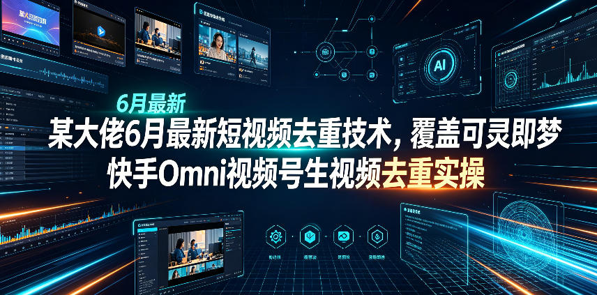 某大佬6月最新短视频去重技术，覆盖可灵即梦快手Omni视频号生视频去重实操-清风网创