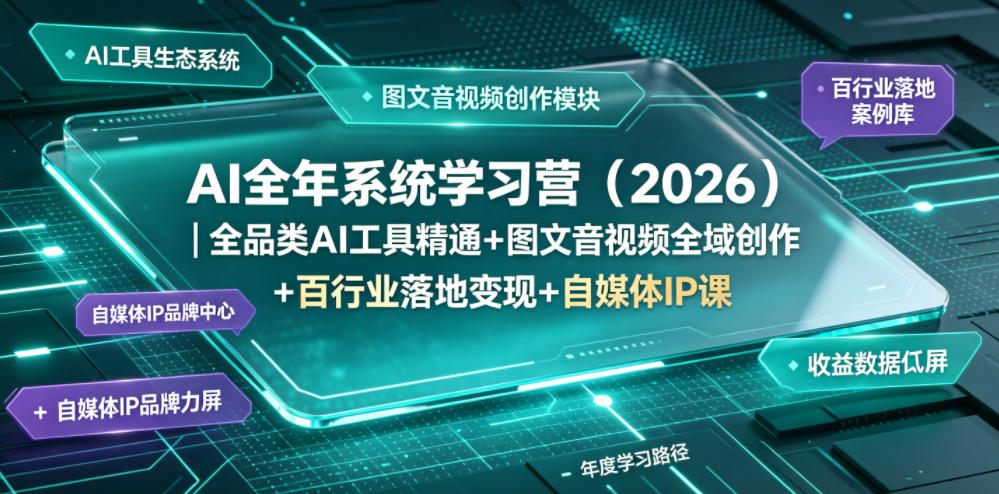 AI全年系统学习营(2026)｜全品类AI工具精通+图文音视频全域创作+百行业落地变现+自媒体IP打造年度进阶大课-清风网创