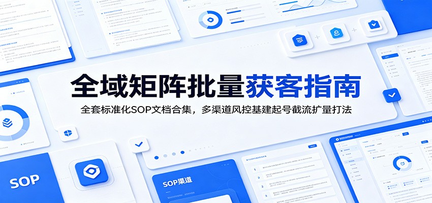 全域矩阵批量获客指南：全套标准化SOP文档合集，多渠道风控基建起号截流扩量打法-清风网创