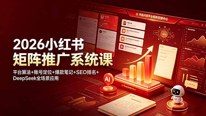 2026小红书矩阵推广系统课:平台算法+账号定位+爆款笔记+SEO排名+DeepSeek全场景应用-清风网创