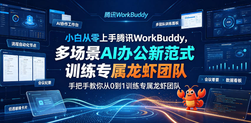 小白从零上手腾讯WorkBuddy,多场景AI办公新范式实战,手把手教你从0到1训练专属龙虾团队-清风云网创