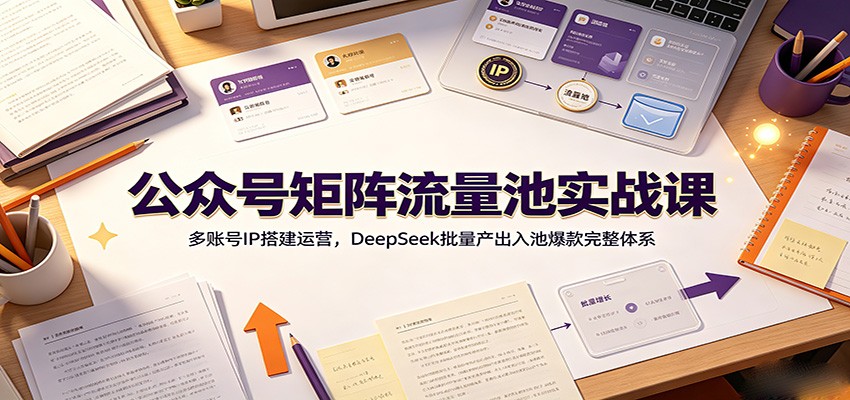 公众号矩阵流量池实战课：多账号IP搭建运营，DeepSeek批量产出入池爆款完整体系-清风网创