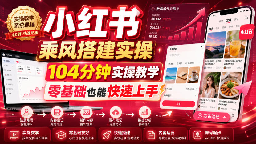 小红书乘风搭建实操,104分钟实操教学,零基础也能快速上手-我家网