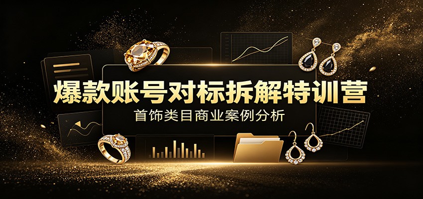 爆款账号对标拆解特训营:首饰类目商业案例分析,配套完整资料内容-清风网创
