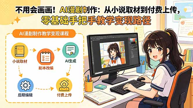 不用会画画!AI漫剧制作:从小说取材到付费上传,零基础手把手教学变现路径(更新-清风网创