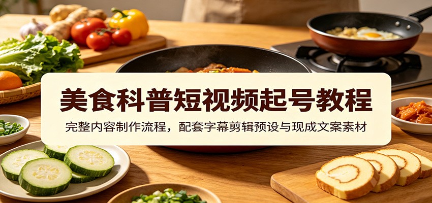 美食科普短视频起号教程:完整内容制作流程,配套字幕剪辑预设与现成文案素材-清风网创