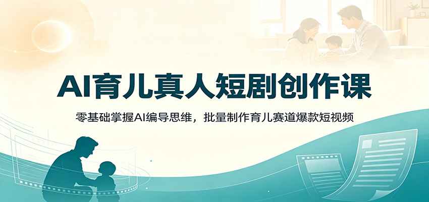 AI育儿真人短剧创作课:零基础掌握AI编导思维,批量制作育儿赛道爆款短视频-清风网创