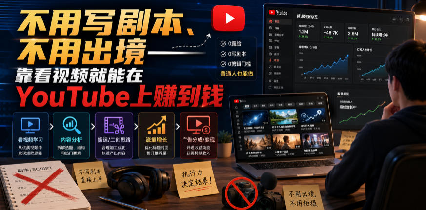 不用写剧本、不用出境——靠看视频就能在YouTube上賺到钱【原创双语字幕】-路路云网创