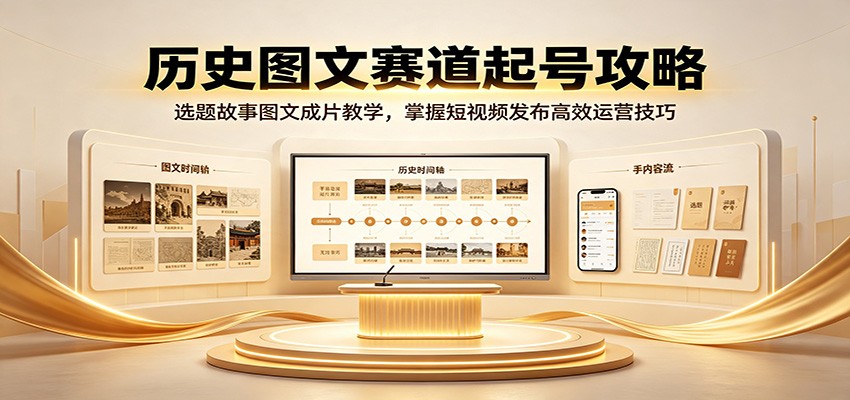 历史图文赛道起号攻略:选题故事图文成片教学,掌握短视频发布高效运营技巧-云网创