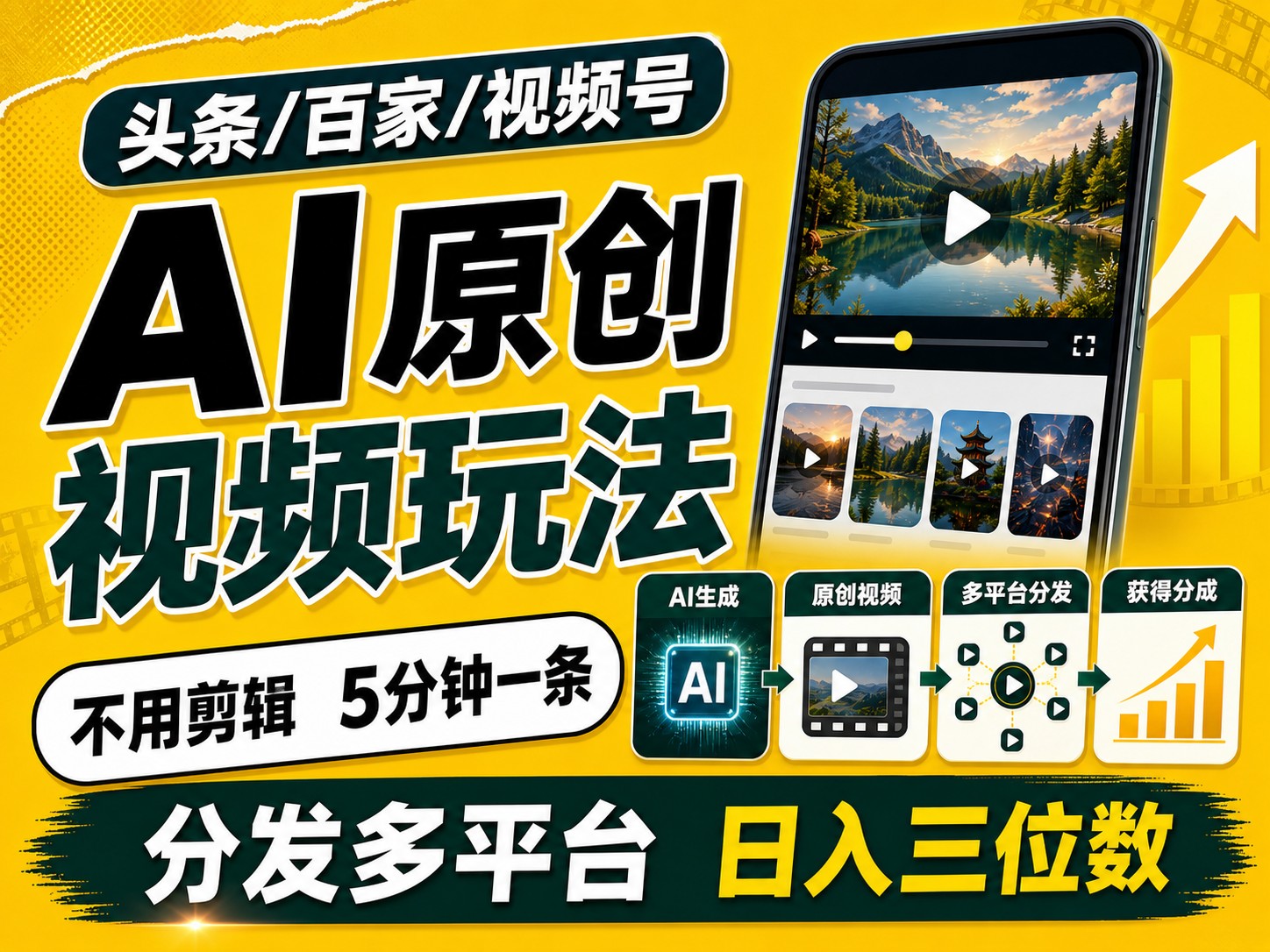 2026头条百家号升级玩法 5分钟一条原创视频 发多平台赚收-云网创