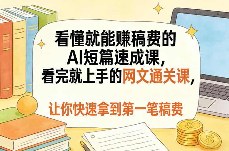 看懂就能賺稿费的AI短篇速成课,看完就上手的网文通关课,让你快速拿到第一笔稿费(更新8月)-蔚蓝分享