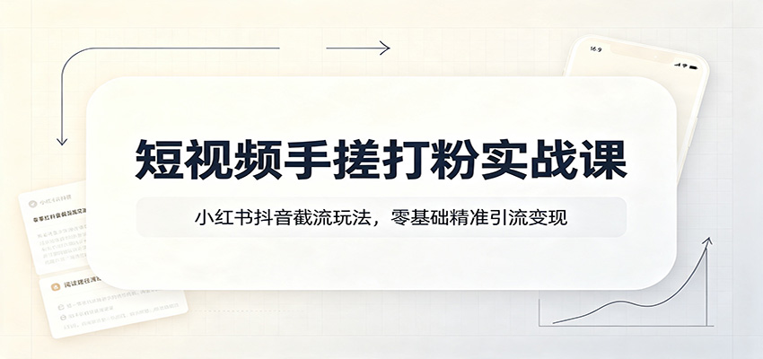 短视频手搓打粉实战课:小红书抖音截流玩法,零基础精准引流变现-蔚蓝分享