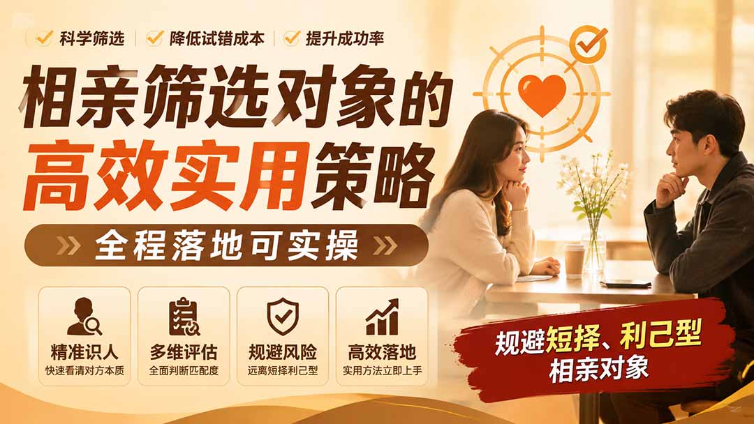 付费文章:相亲筛选对象的高效实用策略,全程落地可实操,规避短择、利己型相亲对象-时光云网创