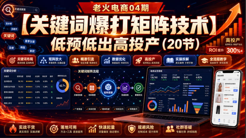 老火电商04期:【关键词爆打矩阵技术】低预低出高投产(20节)-青山烟雨客网创