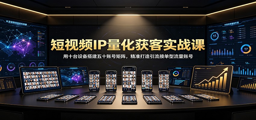 短视频IP量化获客实战课:用十台设备搭建五十账号矩阵,精准打造引流接单型流量账号-青山烟雨客网创