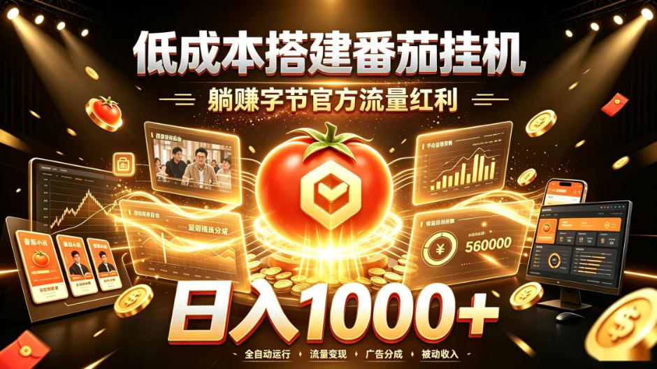 低成本搭建番茄挂G,躺賺字节官方流量红利,日入1k+,全程傻瓜式落地【揭秘】-行利游云网创