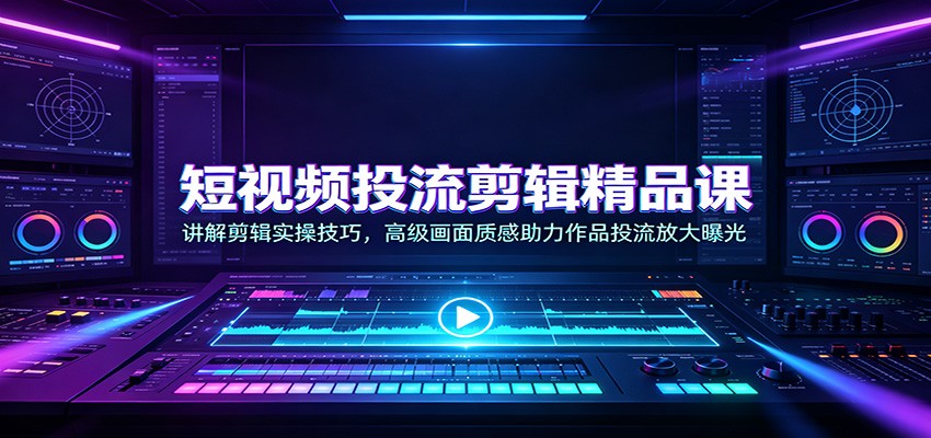 短视频投流剪辑精品课:讲解剪辑实操技巧,高级画面质感助力作品投流放大曝光-先创学社