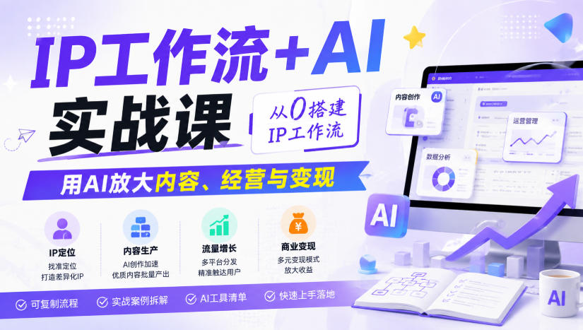 IP工作流+AI实战课,从0搭建IP工作流,用AI放大内容、经营与变现-自由人网创