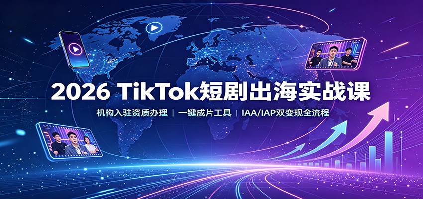 2026 TikTok短剧出海实战课:机构入驻资质办理,一键成片工具,IAA/IAP双变现全流程-清风网创