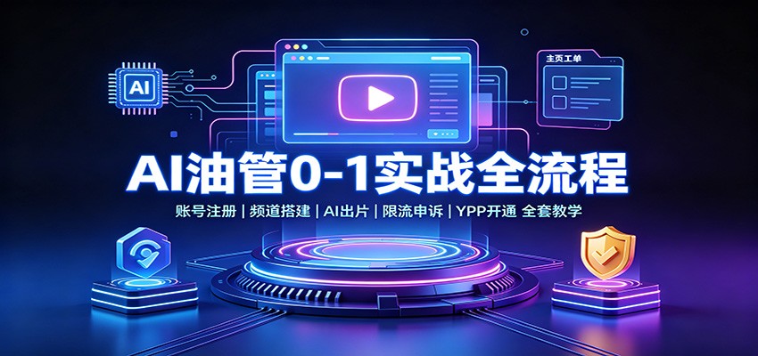 AI油管0-1实战：账号注册频道搭建，AI出片，限流申诉，YPP开通全套教学-清风网创