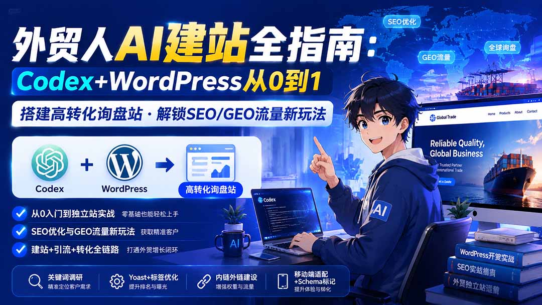 外贸人AI建站全指南:Codex+WordPress从0到1·搭建高转化询盘站·解锁SEO/GEO流量新玩法-更新8月-白云资源网