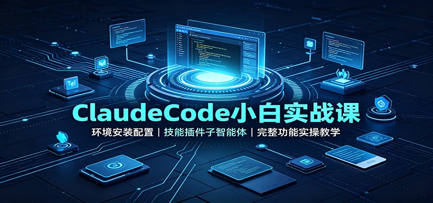 ClaudeCode小白实战课:环境安装配置,技能插件子智能体,完整功能实操教学-清风网创