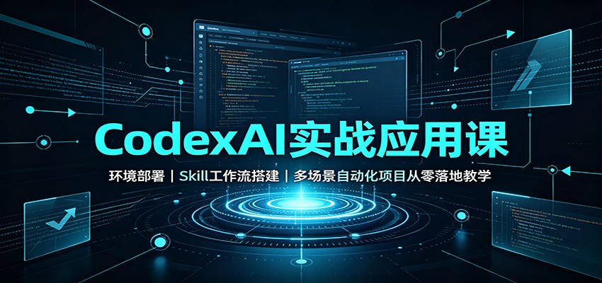 CodexAI实战应用课:环境部署Skill工作流搭建,多场景自动化项目从零落地教学-清风网创