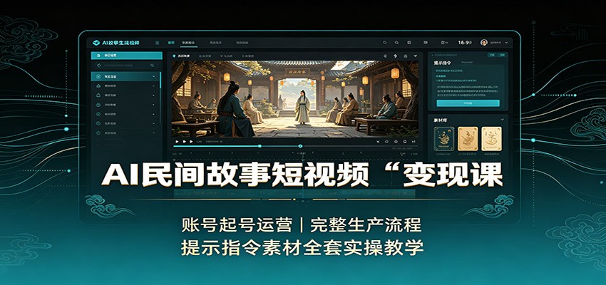 AI民间故事短视频变现课:账号起号运营,完整生产流程,提示指令素材全套实操教学-清风网创